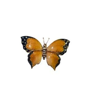 Vintage Saturno Sterling Silver Enamel  Butterfly Brooch Pin